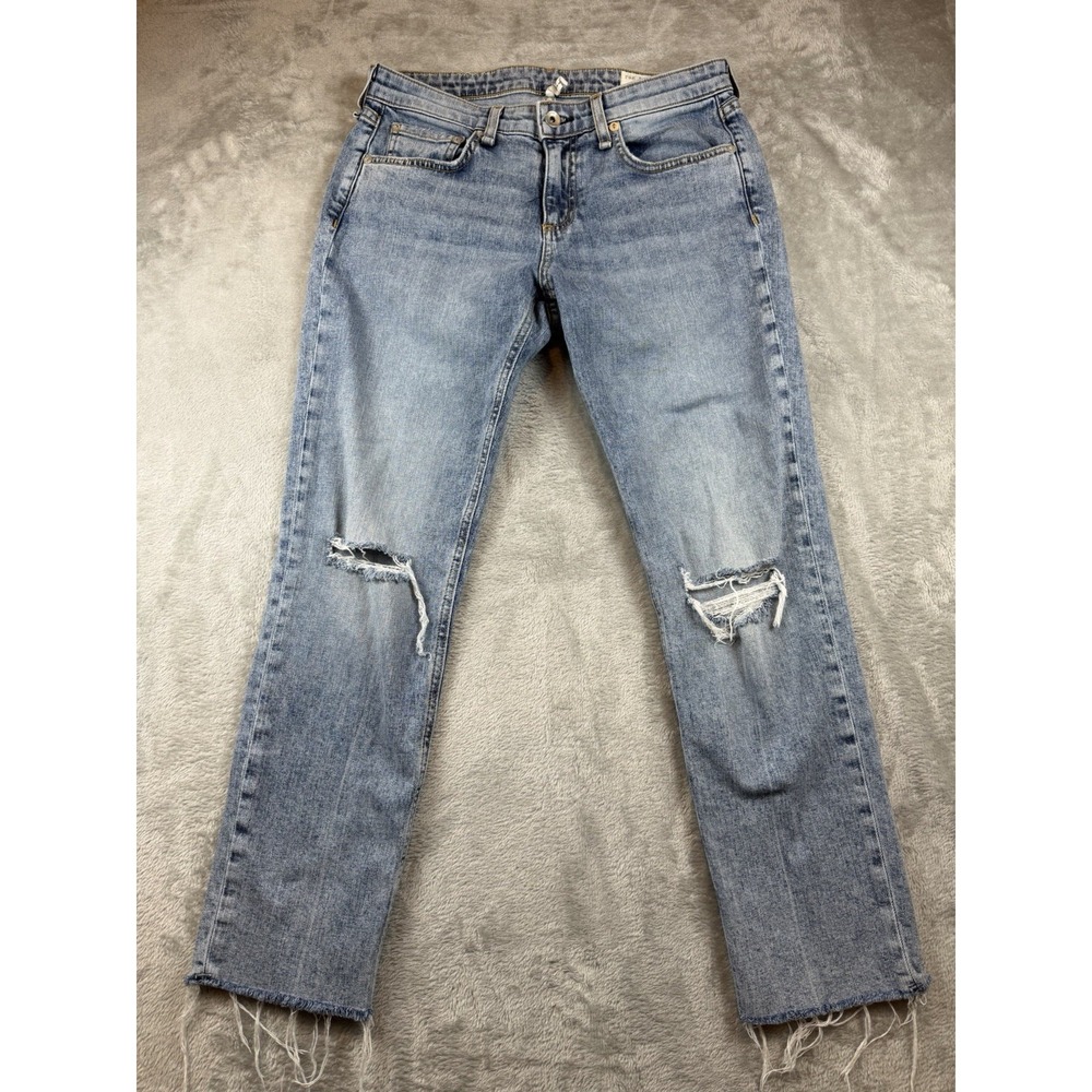 Rag &‎ Bone Jean Women Dre Low Rise Slim Boyfriend Distressed 26 X27 Raw Hem USA
